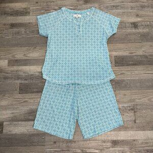Karen Neuburger Blue Short Sleeve Crop Pant Pajama Set D20